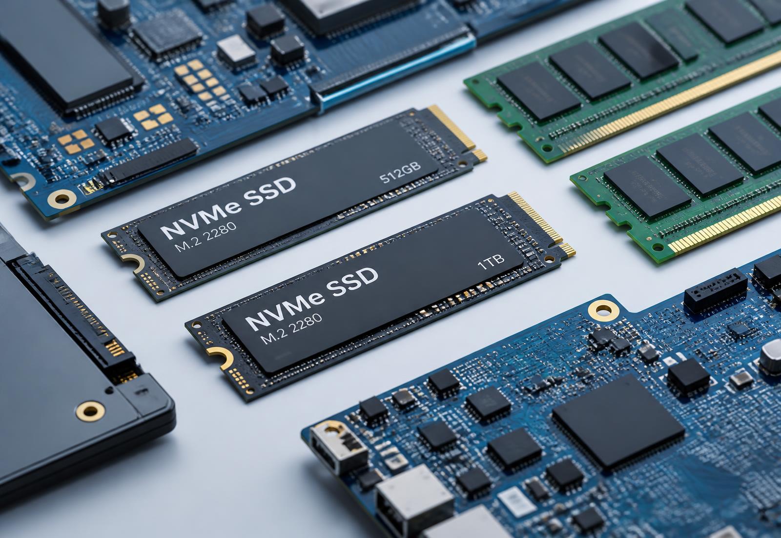 Branded NVMe SSD modules, DRAM memory and circuit boards ready for B2B supply